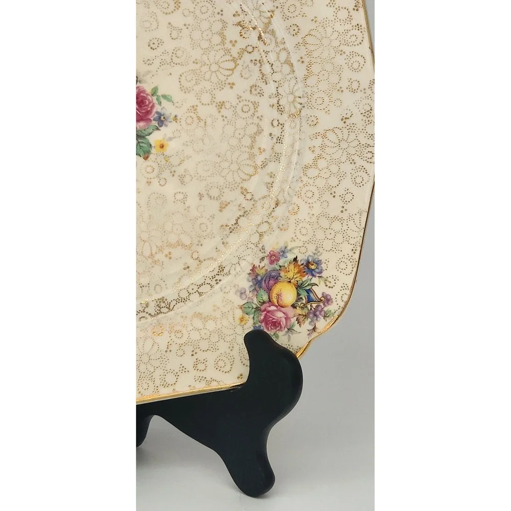 Hollinshead Kirkham Tunstall Square Plate Vintage Chintz Fruit Floral England